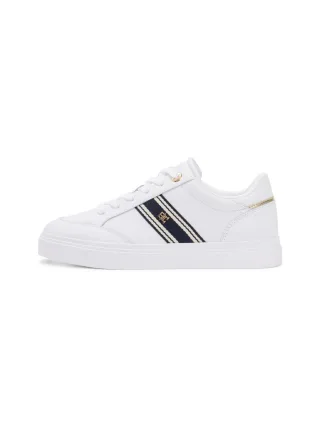 Tommy Hilfiger - Ledersneaker mit Cupsole und Gurtband-Detail weiß - Gr. - 36