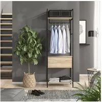 Vicco Kleiderschrank Enya, Holz/Schwarz, 60 x 180 cm mit Schublade (1-St)