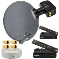 PremiumX SAT Anlage 60cm Antenne Twin LNB 25m Kabel 2x HDTV Receiver SAT-Antenne