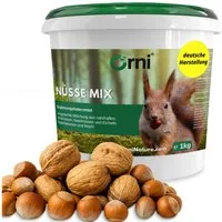 Orni Artgerechter Nüsse Mix für Eichhörnchen 1kg - Nüsse mit Schale, Ergänzungsfutter für: Nutz-/ Wildtier