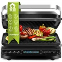 TurboTronic by Z-Line Elektrogrill abnehmbare Platten, digital, 180° Öffnung, 2000 W, Abnehmbare Platten, 4 Programme, 230°C max.