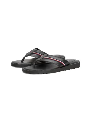 Tommy Hilfiger Zehentrenner "CORE HILFIGER TOE POST LH SANDAL", Sommerschuh, Strandschuh, Dianette mit Streifen in Tommy-Farben