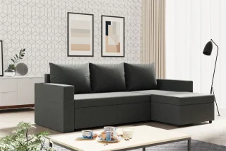Ecksofa Sofa MERLE mit Schlaffunktion in div. Farbvarianten Ottomane Rechts