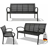 PROREGAL® Gartenbank MYKONOS Holzoptik Kunststoff & Metall 3-Sitzer 80x126x60cm Schwarz, Kunststoff/Metall Balkonbank Holzbank Gartenmöbel Sitzbank Parkbank