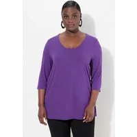 Ulla Popken T-Shirt Shirt tiefer Rundhalsausschnitt 3/4 Arm