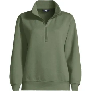 Serious Sweats Pullover mit Reißverschluss, Damen,  Grün, Baumwoll-Mischung/Polyester-Mischung, by Lands' End