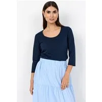 soyaconcept Rundhalsshirt SC-PYLLE 175 aus Baumwollmischung, figurumspielende Passform, 3/4-Ärmel, unifarben