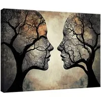 Wallarena Leinwandbild Baum Frau - Beige - Modern - Wohnzimmer, Abstrakt, 40x30x2cm