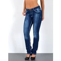 ESRA Straight-Jeans Damen Straight Jeans mit Kontrastnähten Hoch Bund bis Übergröße J755 High Waist Straight Jeans Damen mit dicker Naht Stretch Jeans Regular