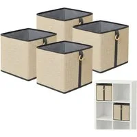 relaxdays Regalkorb Aufbewahrungskorb Set aus Bambus (4 St), 4er Pack