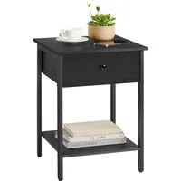 VASAGLE Nachttisch Nachtkommode, Beistelltisch, 40 x 40 x 55 cm, Schlafzimmer, Wohnzimmer (1-St), mit Schublade, Ablage, Stahlrahmen, einfacher Aufbau, ebenholzschwarz