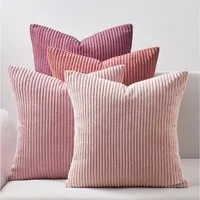 Topfinel Kissenbezüge 4er Set Kordsamt, flauschig Farbverlauf, Gestreift, kissenhülle 50x50 rosa cord kissen sofakissen kissenbezug 50x50