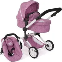 CHIC2000 Kombi-Puppenwagen Linus, Jeans Pink, (Set), mit Babywanne und Autositz