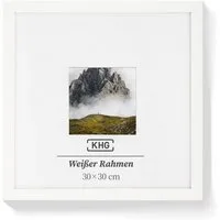 KHG Bilderrahmen 30x30 cm Weiß, für 1 Bilder (stabile Glasfront, MDF-Holz-Rahmen foliert & Passepartout, 1 St), Premium-Rahmen für Fotos, Poster, Zertifikate & Collagen