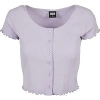 URBAN CLASSICS Kurzarmshirt Urban Classics Damen Ladies Cropped Button Up Rib Tee (1-tlg)
