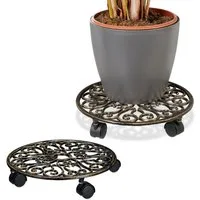 relaxdays Pflanzenroller 2er Set Gusseisen, (2-St., 2er Set), Bronze