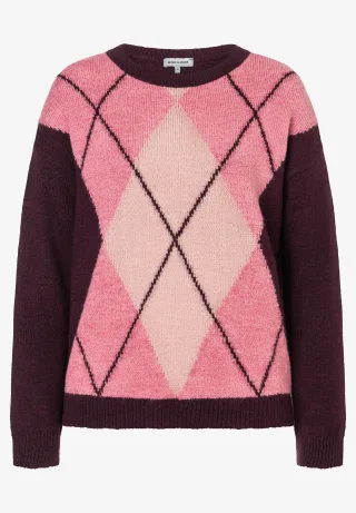 MORE & MORE - Pullover mit Argyle-Muster rosa - Gr. - 42
