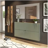 Lomadox Garderoben-Set ABERDEEN-01, (Spar-Set, 4-St), in grün mit Eiche, ideal für schmale Flure