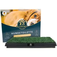PETSWORLD EST 2021 Hundetoilette Welpentoilette Hundetoilette Kunstrasen 50×50 cm Indoor/Outdoor, Auffangschale, leicht zu reinigen, hygienisch - Kunststoff 6 cm hoch