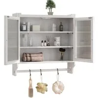 Yorbay Hängeschrank Wandschrank mit 3 Ebenen & Handtuchhalter Doppeltüren Badschrank Küchenschrank aus Glas