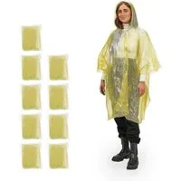 relaxdays Regenponcho Einweg Regenponcho 10er Set gelb