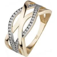 JOBO Fingerring, 333 Gold bicolor mit 46 Zirkonia
