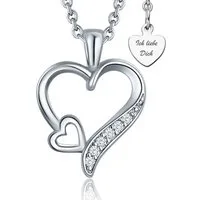 LOVENEST Herzkette Halskette Damen Silber 925 / Gold vergoldet mit Herz-Anhänger Zirkonia (Silberkette Anhänger Geschenke für Frauen Valentinstag Frau Freundin, Geschenkset Damenkette Weihnachten Set), Schmuck "Ich liebe Dich" zum Hochzeitstag, Gebur