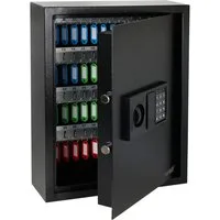 HMF Schlüsseltresor Schlüsseltresor mit Zahlencode, Schlüsselsafe (71 Haken, inkl. Schlüsselanhänger), mit Elektronikschloss, 46 x 36 x 12 cm, Schwarz