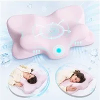CHICASA Kopfkissen Nackenstützkissen aus 55D Memory Foam, HWS-stützend, abnehmbarer Bezug, Maße: 65 × 41 × 12/8 cm (zwei Höhen), 5-Zonen-Stützsystem, 100 % Memory-Schaum, Kühlendes Nackenstützkissen, 4D-Luftzirkulationsstruktur, Reisedesign