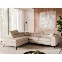 Compleo Ecksofa Einstellbare Kopfstützen, Schlaffunktion, Samtstoff, Breite: 270 cm, Schlafsofa, L-förmiges Sofa, MADE IN EU