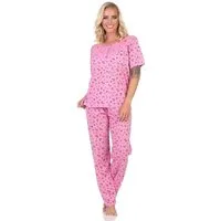 EloModa Pyjama Damen Pyjama 2tlg. lange Hose Shirt in kurzen Ärmeln, Gr. M L XL 2XL (2 tlg)