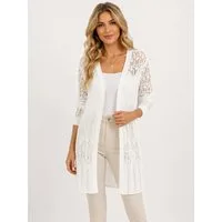 Elegant Love Strickjacke Damen Strandcardigan, Häkel-Strandjacke – Longcardigan in Ajourstrick Beach Kimono, Cover-Up – leichter Lochstrick Überwurf für den Sommer