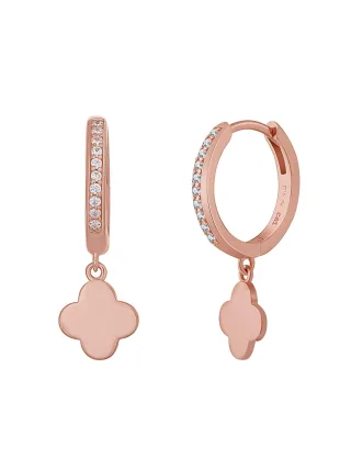 cai Creolen 925 Sterling Silber rosé vergoldet Kleeblatt Zirkonia