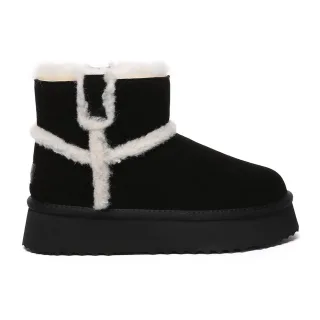 EVER AU Damen Leder Chic Plateau Kurzstiefel - Barren