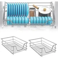 FIVMEN Schublade Schubkasteneinsatz Küchenschrank Teleskopschublade Korbauszug Regal (2 St., 20kg Belastbar), Schrankauszug Ausziehbare Ablage Küchenschubladen Organizer