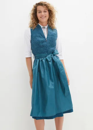 bonprix Dirndl mit Jacquardmuster und Schürze in Midilänge (2-tlg.Set), petrol, Gr.50, elegantes Dirndl mit hochwertigem Jacquardmieder und Kelchkragen, der Rock ist mit einem angenehmen Baumwollstoff gefüttert.