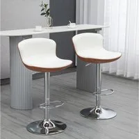 HOMCOM Barhocker höhenverstellbar, Metallgestell, drehbarer Sitz (Barstühle, 2 St., Tresenhocker), für Wohnzimmer, Esszimmer, Cremeweiß