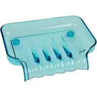 Fantasia Beauty Seifenschale Seifenschale, Kunststoff, blau mit 2 Saugnäpfen, Maße: 13 x 9 x 3 cm, Kunststoff, 1-St., mit Ablaufkante