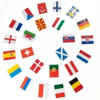 Everflag Hängedekoration Fahnen Wimpelkette zur EM - 24 Länder