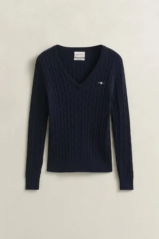 GANT - Classic Zopfstrickpullover evening blue - Gr. - L
