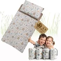 BambiniWelt by Rafael K. Kinderschlafsack Schlafsack mit Kissen & Reißverschluss für Kinder 3-7 Jahre 75x140 cm (Schlafsack mit Kissen und Transportbeutel), mit Kissen und Transportbeutel, waschbar