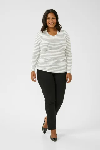 T-shirt Regular fit Grey/Silver Lurex/Chalk Stripe white grey