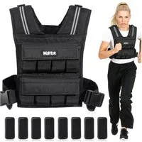 kehot Gewichtsweste Verstellbare Gewichtsweste 1–20 kg Trainingsweste für Kraftübungen, (Modulares Gewichtssystem mit 16 Eisenblöcken à 1,25 kg,Herausnehmbare, Kompakte Größe 42×28 cm, Verstellbarer Gurt bis 153 cm, Waschbare), Robustes 600D-Nylon fü