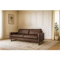 Home affaire 3-Sitzer Maxi-Ausführung Pinto, 236 cm, Cord, Chenille, Lederoptik, mit Keder, schwarze Metallfüße, Wellenunterfederung