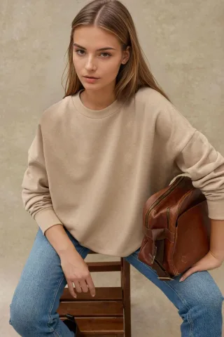 Übergroßer Rundhals-Basic-Sweatshirt