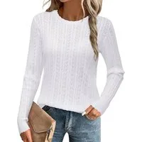 Arach&Cloz Strickpullover Damen Pullover Langarm Strickpullover Lässige Blusen mit Rundhalsausschnitt