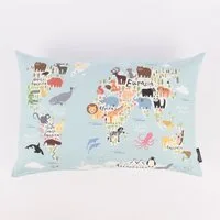 Magma Heimtex Dekokissen Magma Deko Kissen WORLD hellblau bunt 40x60cm