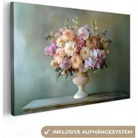 OneMillionCanvasses® Leinwandbild Orchidee - Strauß - Vase - Blumen, Fotodruck (1 St), Leinwand Bilder Klein, Wand Dekoration Aesthetic 30x20 cm