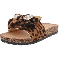 Ital-Design Elegante Damen-Sandalen mit Schleife und Glitzer-Details Pantolette (89542434) Flach Pantoletten in Braun