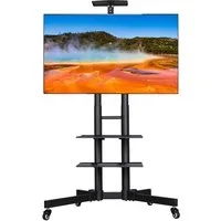 Yaheetech TV-Ständer Höhenverstellbare TV-Halterung mit Doppelstangen, (bis 60 Zoll, TV Standfuß, mobil & schwenkbar für 30 – 60 Zoll)